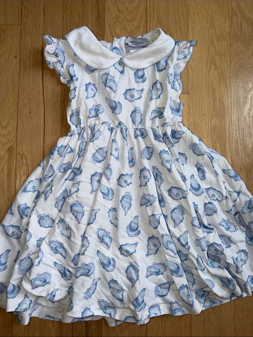 Nantucket Kids White & Blue Shell Print Dress